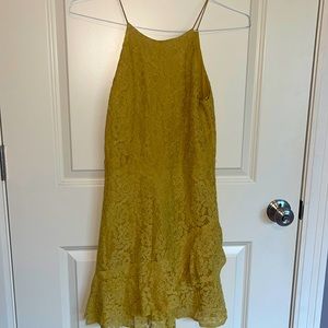 Yellow gold lace mini dress